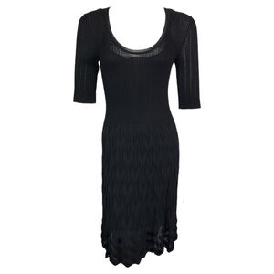 Missoni Black Chevron Knit Scoop Neck Midi  Dress Size 6